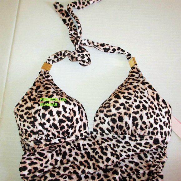 Victoria Secret Swim Push Up One Piece Swimsuit MEDIUM Padded Ruched Leopard - Picture 9 of 14